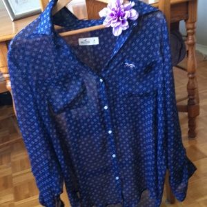 Hollister sheer long sleeve blouse